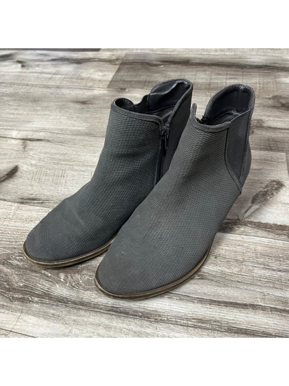 Kenzie Gerona Heeled Zip Round Toe Ankle Leather Boots Grey Women’s Size 8.5